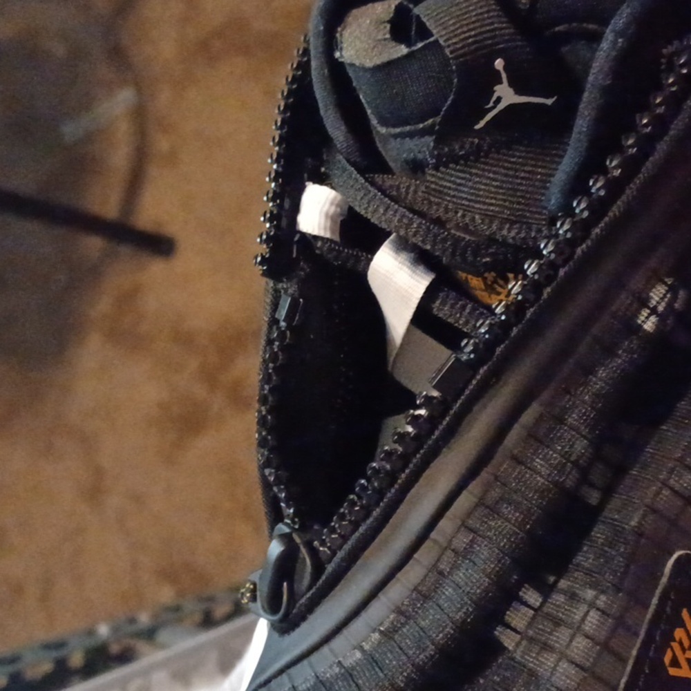 JORDAN Shoes Black and White Athletic Sneakers with Gold Accents - Picture 6 of 9